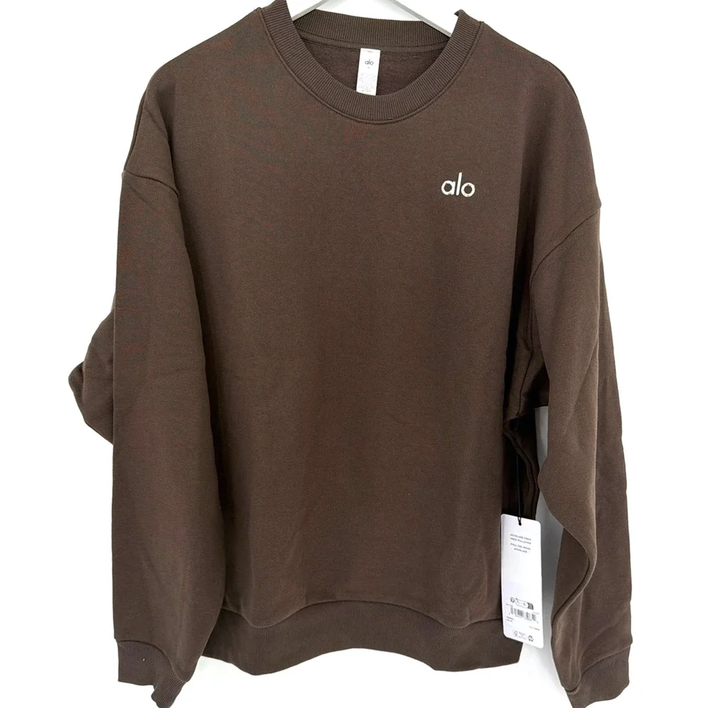 Alo Yoga Unisex Espresso Accolade Crew Neck Pullover Sweatshirt Size L